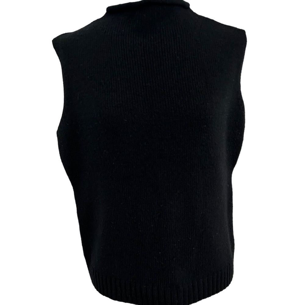 non&billy black mock neck sleeveless tank‎ sweater womens large.